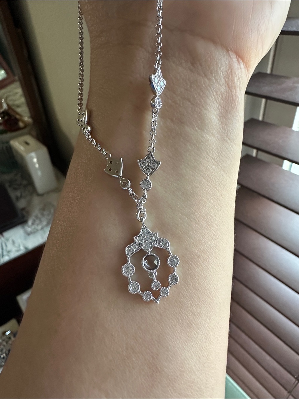 Silver Crystal Pendant Necklace - Elegant Women's Jewelry